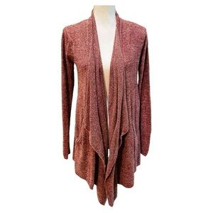 Barefoot Dreams Cozychic Lite Red Asymmetrical Open Cardigan Small/Medium